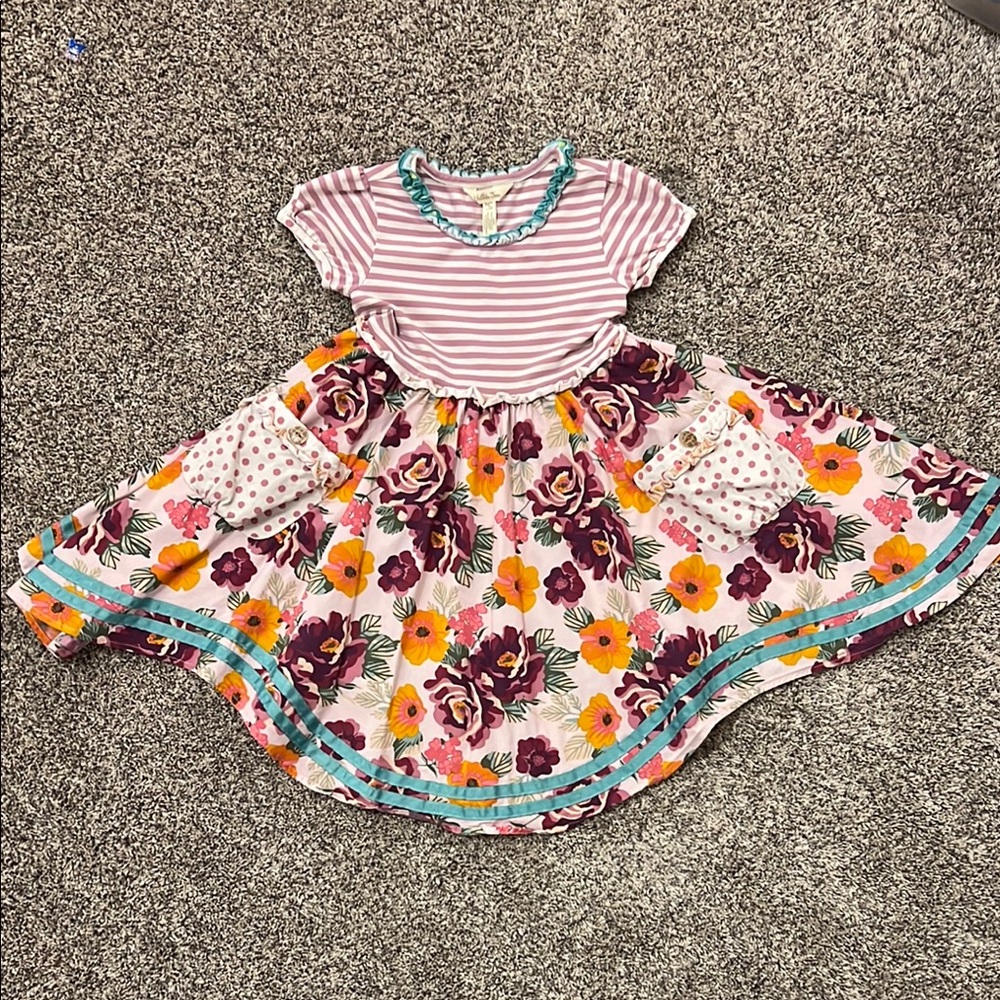 Matilda Jane Floral Kids Dress with Stripes